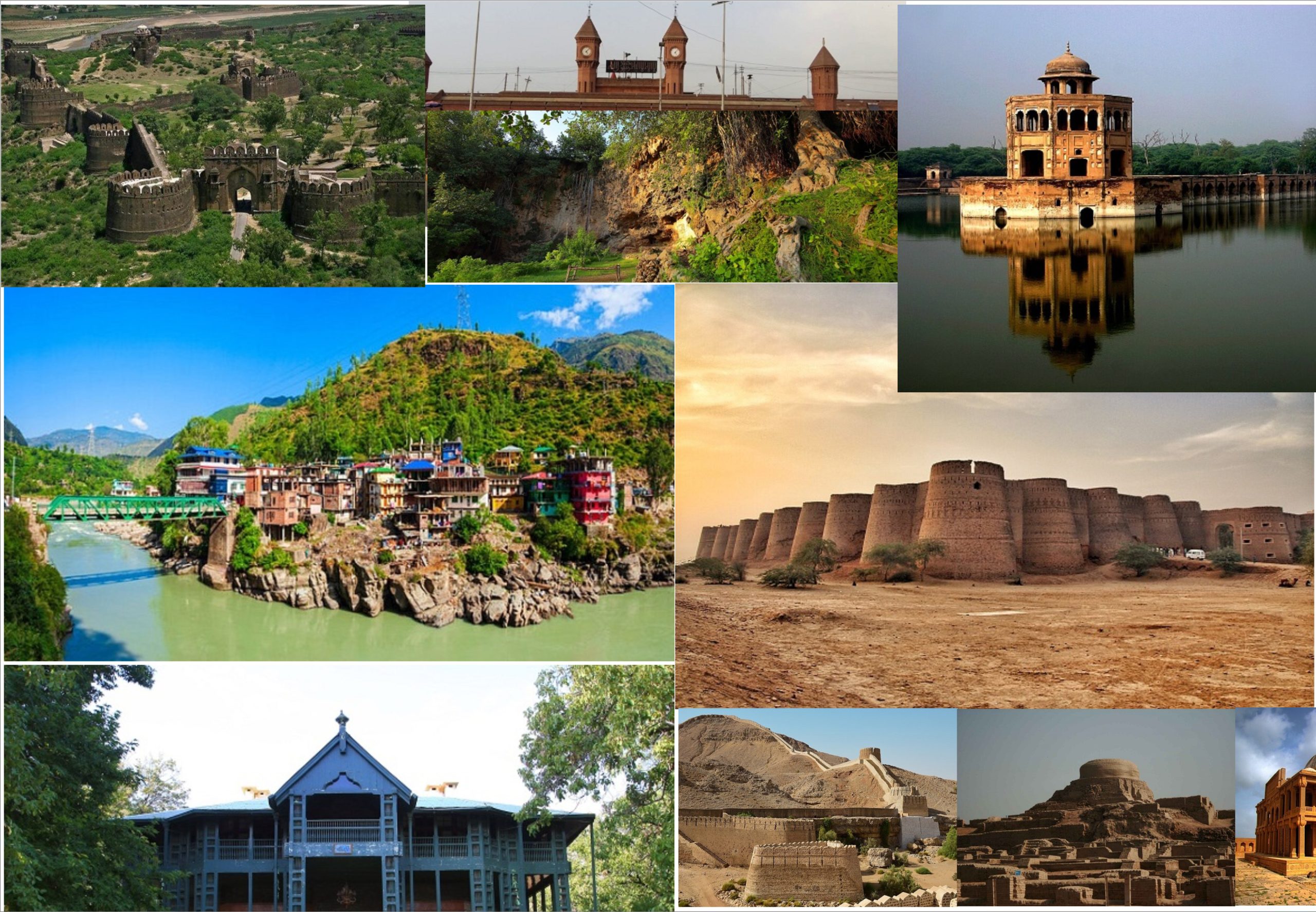 Collage of the top 10 abandoned places in Pakistan including Mohenjo Daro, Derawar Fort, and Kalabagh Railway Station
