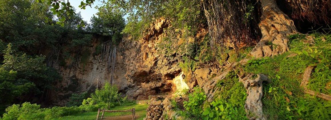 Ancient Shah Allah Ditta Caves near Islamabad, carved into rocky hills