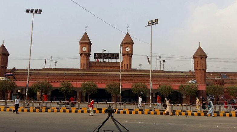 Abandoned Kalabagh Railway Station with rusted tracks in Punjab, Pakistan