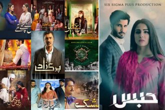Collage of top 10 Pakistani drama posters including Tere Bin, Ishq Murshid, Parizaad, and more