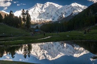 Stunning panoramic view of valleys and mountains in Gilgit-Baltistan.