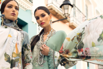 Models showcasing sustainable fashion outfits made from organic fabrics.