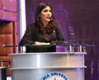 Mehwish Hayat speaking at a women empowerment event