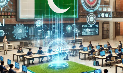 Students using AI-powered education platforms in rural Pakistan