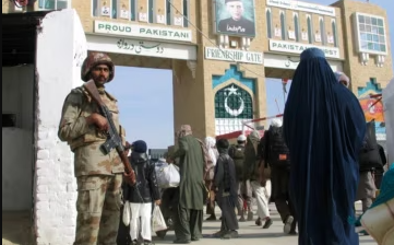 Pakistani and Afghan officials in a diplomatic meeting