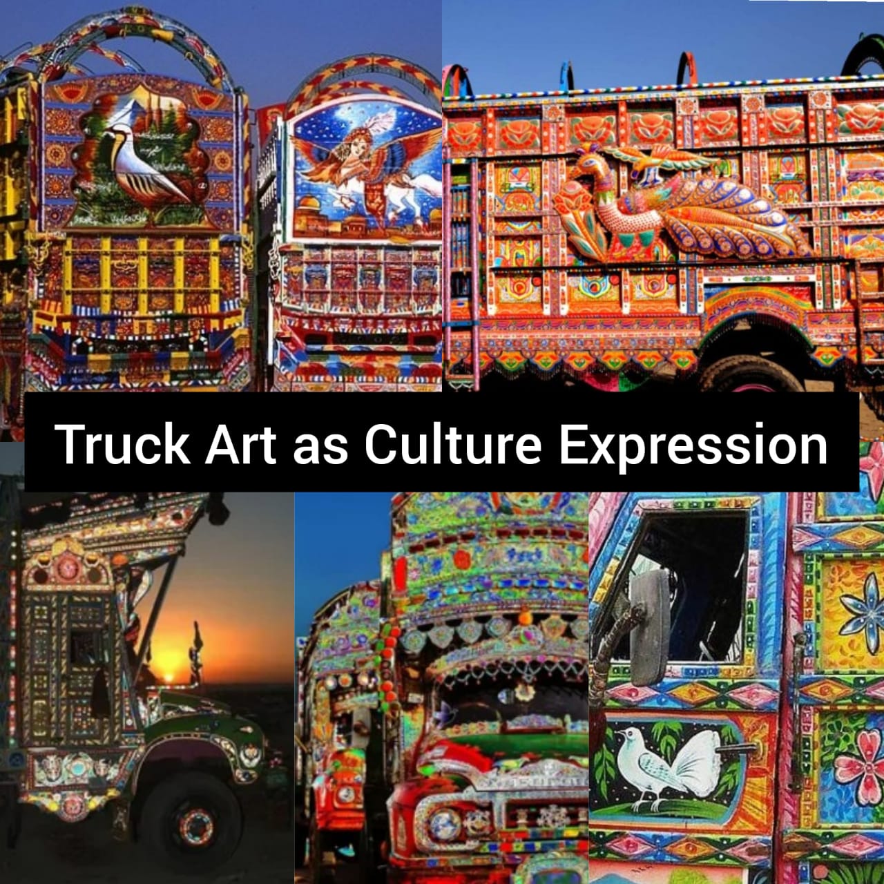 Colorful truck art on a Pakistani highway
