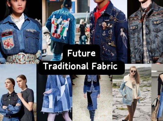 Fusion of traditional fabrics and modern textile technology in a design studio