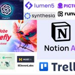 Collage of Pakistani professionals using AI tools for writing, design, and remote work