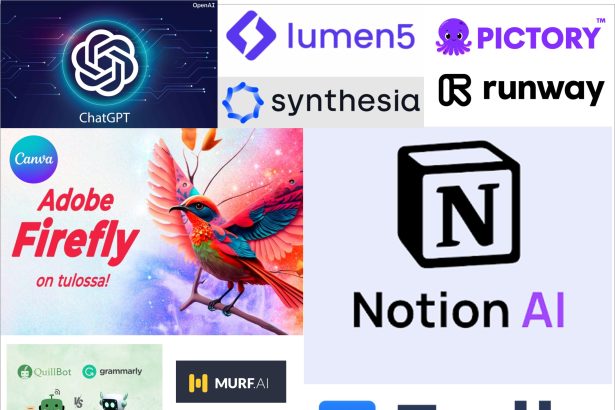 Collage of Pakistani professionals using AI tools for writing, design, and remote work