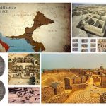 Artistic representation of ancient ruins, artifacts, and maps symbolizing Pakistan’s historic civilizations.