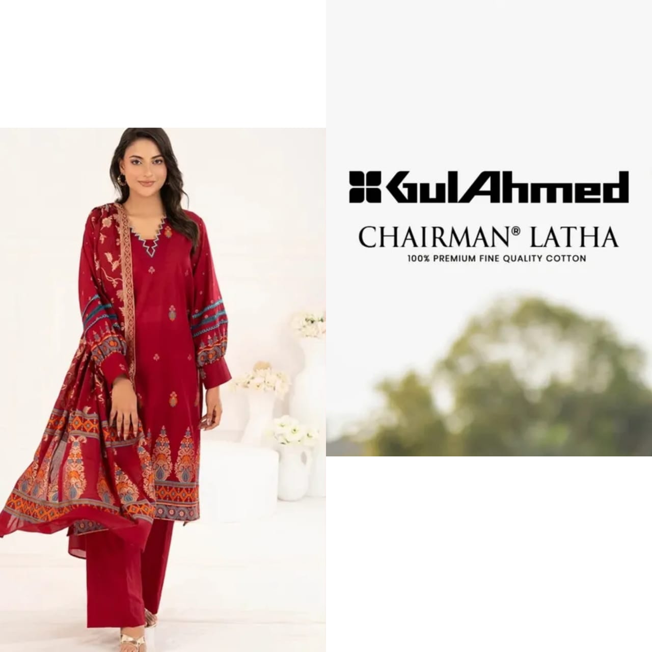 Gul Ahmed premium cotton fabric collection