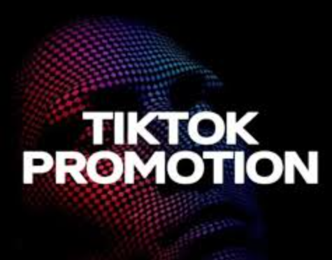 A spotlighted stage with a TikTok icon and promotional banners