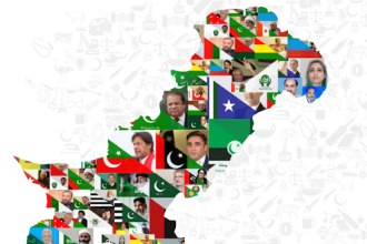 Illustration of Pakistan’s 2025 election roadmap with a digital map and ballot icons