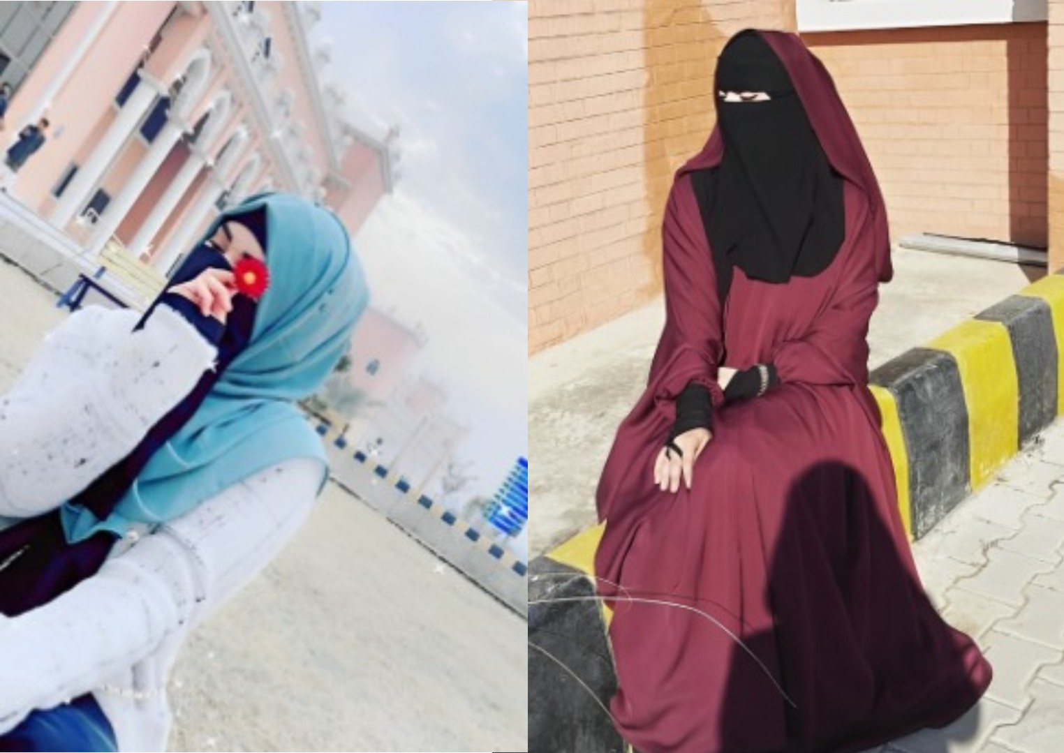 Stylish Pakistani woman wearing chiffon hijab and traditional dress