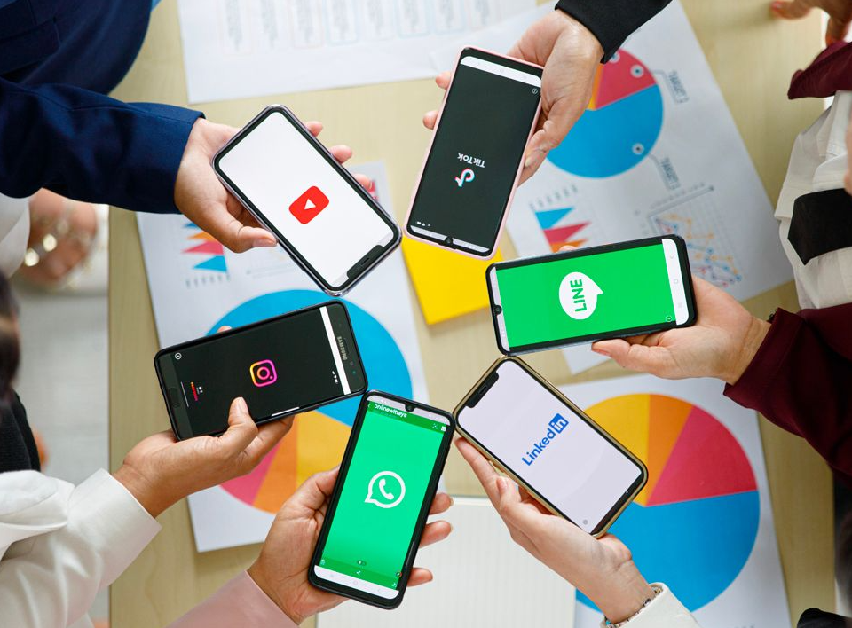 Icons of TikTok, YouTube, and Instagram interconnected