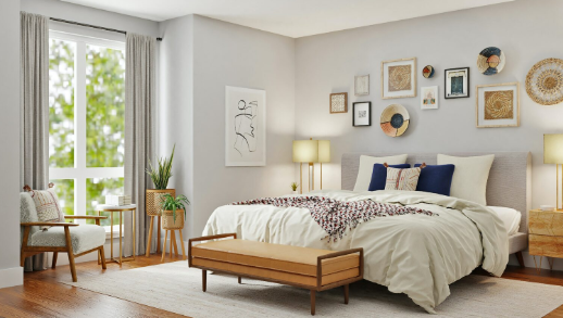Budget bedroom décor with fairy lights and soft bedding