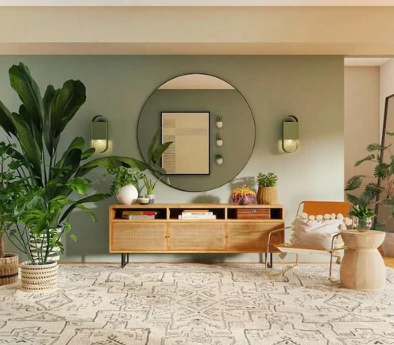 Budget-friendly Pakistani home décor with colorful cushions and indoor plants